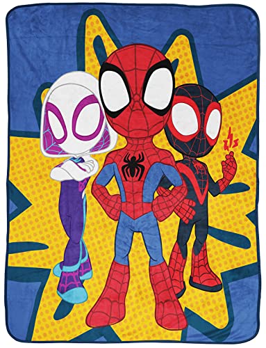 Jay Franco Marvel Spidey and His Amazing Friends Kid's Throw Blanket, Plush 46' x 60' Throw Blanket for Boys & Girls, Soft Fleece Throw Blanket for Toddlers, Cozy, Fade Resistant Warm Blanket for Kids