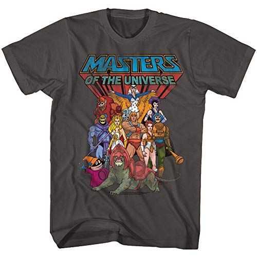 Masters of The Universe TV Series The Whole Group Gang Adult T-Shirt Tee Gray