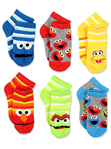 Sesame Street Kids Quarter Length Socks, 6 Pair Pack, Multi, 2T-4T Toddler Boys (Shoe 4-7)