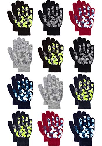 Remifa 12 Pairs Kids Winter Gloves, Christmas Gifts for kids Children Warm Magic Knit Gloves for Boys Girls