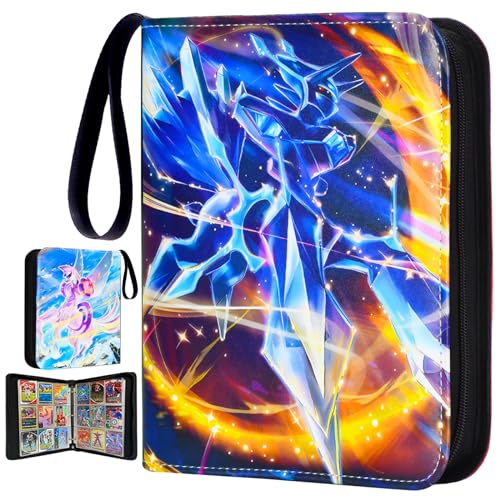 Card Binder Trading Cards Case with 50 Sleeves 9-Pocket Card Book Holder Fits 900 Cards for TCG Game Cards Collection Sports Trading Cards Collector Album Birthday Gift for Kids Boys Girls