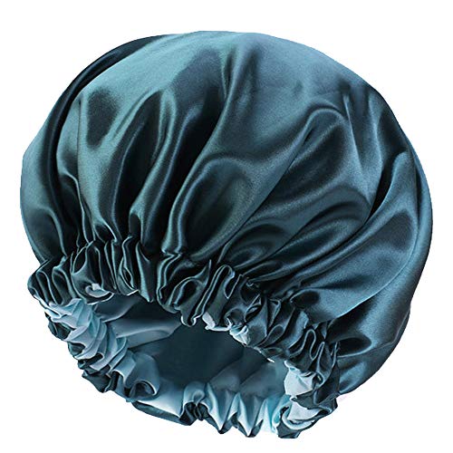 Satin Bonnet Silk Bonnet Hair Bonnet for Sleeping-Slouchy Beanie Hat Satin Sleep Cap for Women's Natural & Curly Hair(Blue Zircon)