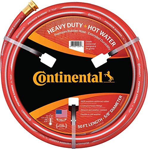 Continental ContiTech-20582672 Premium Garden, Red Heavy Duty Hot Water Garden Hose, 5/8' ID x 50' Length, MXF GHT