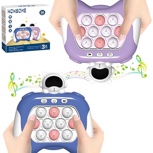 2PCS Pop Pro Fast Push Game, Pop Fidget Light Up It Pocket Game for Kids Ages 3-12, Handheld Sensory Game Toy with 4 Modes Party Quick Push Game Fidget Toys, Xmas Gifts for Kids(Blue & Purple)