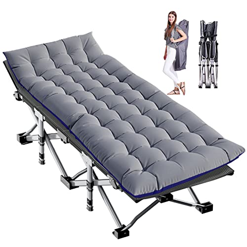 LILYPELLE Folding Camping Cot, Heavy Duty Sleeping Cots with Carry Bag, Double Layer Oxford Portable Travel Camp Cots for Home, Office Nap and Outdoor Beach