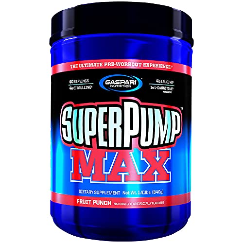 Gaspari Nutrition - SuperPump MAX - The Ultimate Pre Workout Powder, Sustained Energy Preworkout, Nitric Oxide Booster, Muscle Growth, Recovery & Replenishes Electrolytes - 40 Serving (Fruit Punch)
