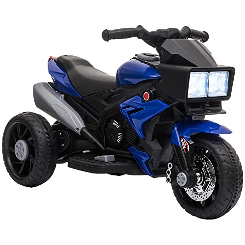 Aosom 6V Kids Motorcycle Ride-on Toy for Toddlers and Up to 5 Years Old, High-Traction Battery-Operated Ride-on Vehicle, Mini Motorbike for Kids, Blue