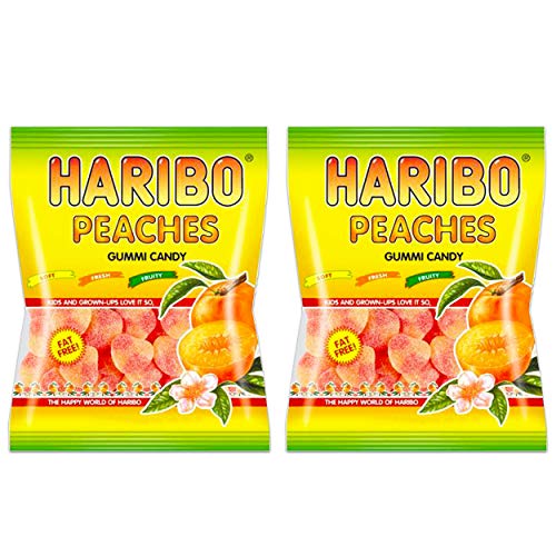 Haribo Peaches Gummi Candy 4 oz bag (2 bags 8 oz total)