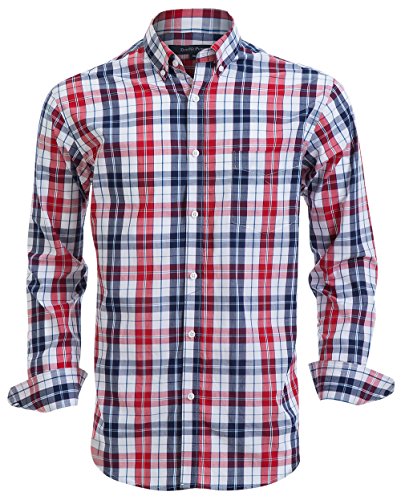 Double Pump Mens Button Down Shirts Cotton Long Sleeve Shirts Regular Fit (SL02A,XL)