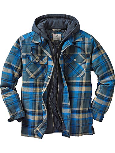 Legendary Whitetails Men's Standard Maplewood Hooded Shirt Jacket, Slate Hatchet Plaid, Large