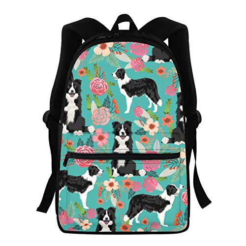 Salabomia Border Collie Girls School Bag Kids Backpacks Large Boys Book Bag for Teenager Lightweight School Backpack, Back to School Supplies