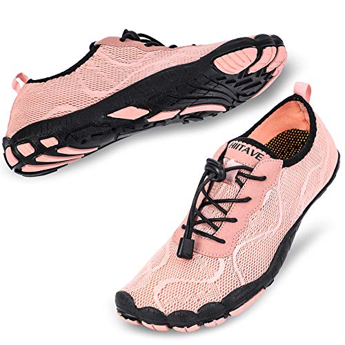 HIITAVE Water Shoes for Women Barefoot Quick Dry for Beach River Swim Pool Yoga Walking Surfing Kayaking Light Pink 7.5 M US Women