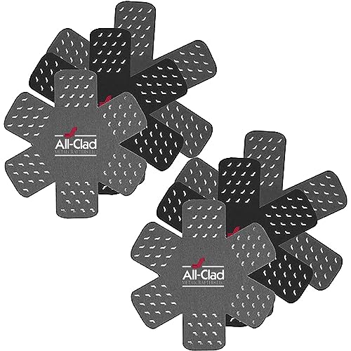 All-Clad Premium 6-Piece Set Cookware Protectors, Polyester Pot and Pan Protectors for Stacking and Kitchen Organization, Black/Grey, 6 Count