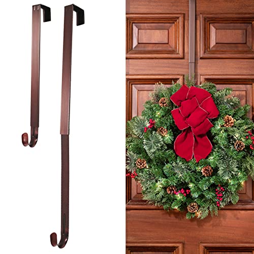 Haute Decor Adapt Adjustable Wreath Hanger (Oil-Rubbed Bronze) — Over The Door Wreath Hanger — Extendable Wreath Hanger for Front Door, Back Door, or Interior Doors — Holds up to 20 lbs