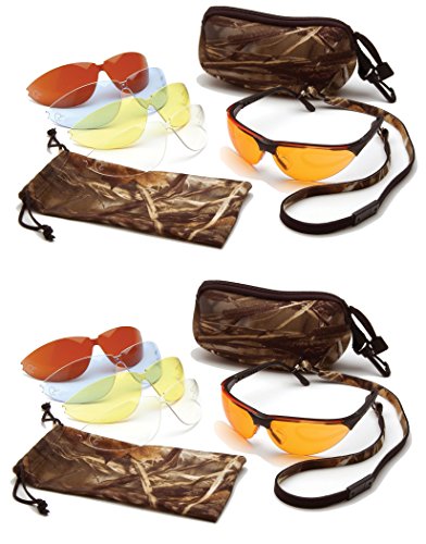 PYRAMEX DUCKS UNLIMITED SHOOTING SAFETY GLASSES WITH 5 INTERCHANGEABLE LENS/CASE (2 PAIR PACK)