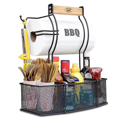 Superior Trading Co. Stainless Steel Caddy Organizer — Kitchen Organization, Condiment & BBQ Utensil, Picnic, Grill Camping Accessories Paper Towel Cleaning Caddy, Bathroom