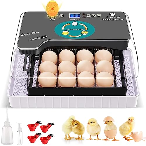 Sailvono Egg Incubator, 12-35 Eggs Fully Automatic Poultry Hatcher Machine with Temperature Display, Egg Candler, Temperature Control & Automatic Egg Turner, for Hatching Chickens Quail Duck Turkey