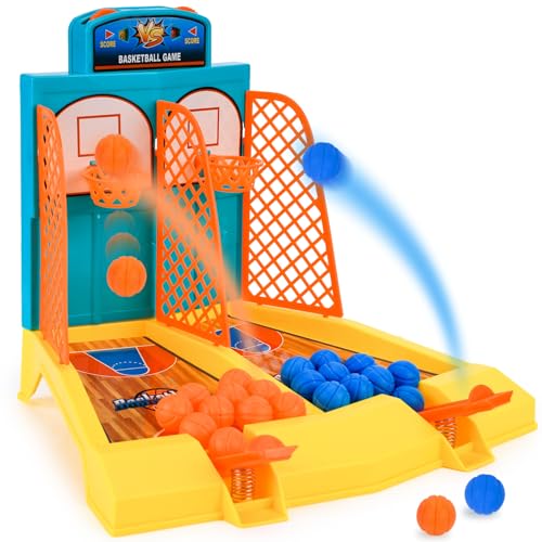 3 otters 29PCS Tabletop Game Set, Basketball Shooting Game Desktop Basketball Toy Arcade Basketball Game for Kids White Elephant Gifts for Adults, Office Stress Relief, Christmas Stocking Stuffers
