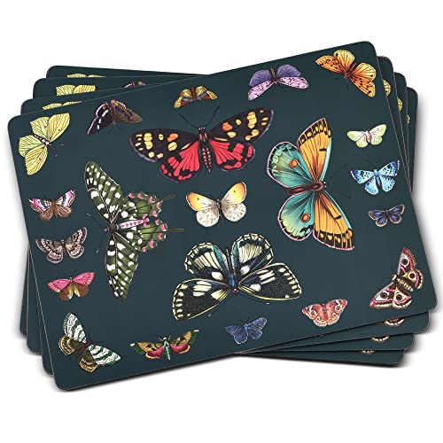 Portmeirion Botanic Garden Harmony Collection Placemats | Set of 4 | Heat Resistant Mats | CorkBacked Board | Hard Placemat Set for Dining Table | Measures 15.7 x 11.7 Multicolor