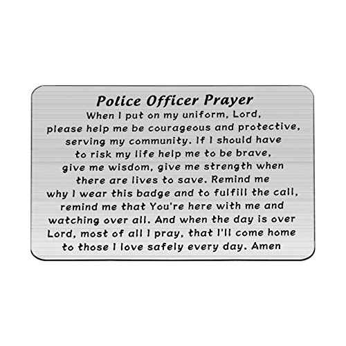 bobauna Police Officer Prayer Engraved Wallet Card Inster Thin Blue Line Cop Jewelry Police Academy Graduation Gift (Police Officer Prayer Uniform)