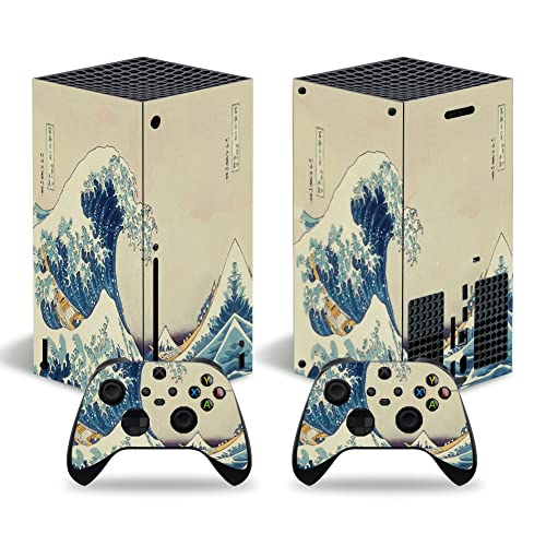 Skin Sticker for Xbox Series X, Vinyl Decal Protective Wrap Cover for Xbox Series X Console and Controller, Full Set Game Console Skin for X Box Series X (Sea Wave)
