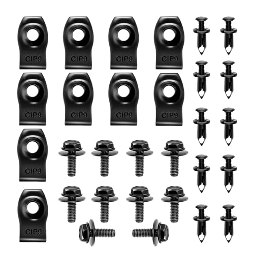 Gseigvee Pack-35 Car Fastener Rivet Clips, Durable Metal Vehicle Bumper Fender Liner Push Retainer, Universal Waterproof Engine Under Cover Splash Shield Body Bolts Screws Replacement (Black)