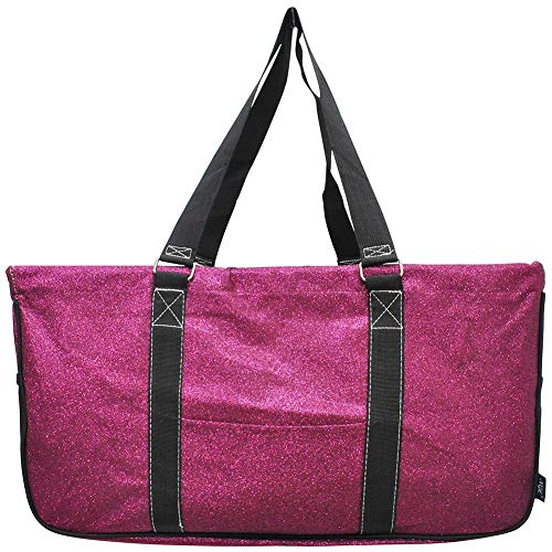 NGIL All Purpose Open Top 23' Classic Extra Large Utility Tote Bag 2019 Collection (Glitter Hot Pink)