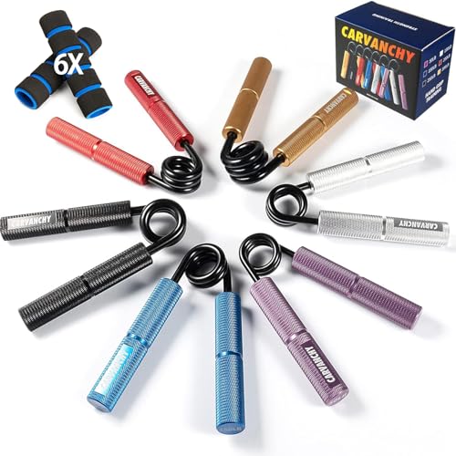 Carvanchy Grip Strength Trainer Set, 50-300LB(6 Pack), Wrist Forearm Strengthener, Metal No Slip, Hand Grip Gripper Strengthener for Strength Training and Exercise, Hand Workout Squeezer Grip Strength