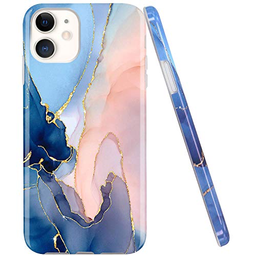 Jaholan Case for iPhone 11 TPU Gel Ultra Thin Lightweight Soft Case Cover for iPhone 11 6.1 Inch – Marble Design Purple