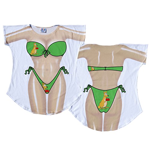 Attitude Aprons Women's Kangaroo Fantasy Cover-Ups, White, Regular