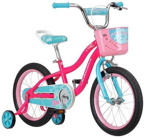 Schwinn Koen & Elm Toddler and Kids Bike, For Girls and Boys, 18-Inch Wheels, BMX Style, Training Wheels Included, Chain Guard, and Front Basket, Pink