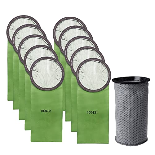 Smilefil Round 6QT Intercept Micro Filter Paper Bags 100431 & Round Reusable Micro Cloth Filter Bags 100564 Replacement for Proteam Cylindrical 6 Quart Backpack Vacuum Cleaners