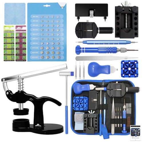 Professional Watch Repair Kit, GLDCAPA Watch Battery Replacement Kit, Watch Repair Tools with Carrying Case, Watch Link Removal Tool Kit, Watch Case Opener, Watch Press Set with 60pcs Watch Battery