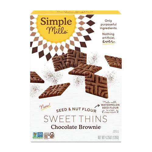 Simple Mills Sweet Thins Cookies, Seed and Nut Flour, Chocolate Brownie - Gluten Free, Paleo Friendly, Healthy Snacks, 4.25 Ounce (Pack of 1)