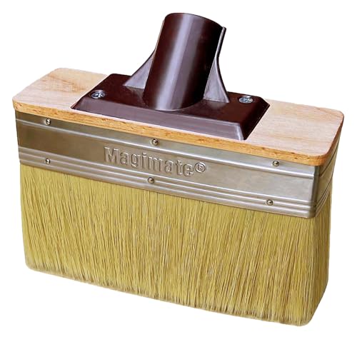 Deck Brush Stain Applicator by Magimate - Thick Soft Large Paint Brush Head with Threads for Extension to Apply Stain and Sealers on Wood Deck Floor Fence Walls - 7 Inch Wide