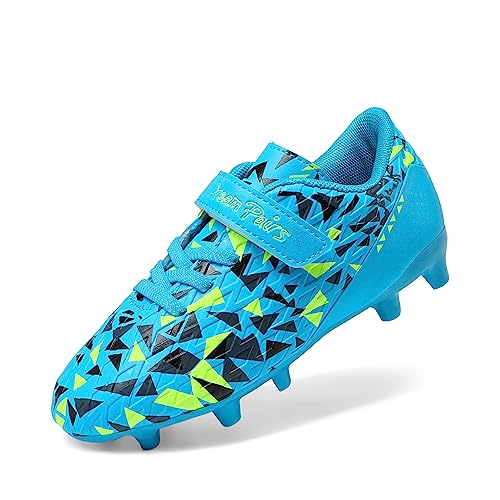 DREAM PAIRS Boys Girls Soccer Cleats Kids Football Shoes SDSO2307K Size 6 Big Kid Royal Blue NEON Green