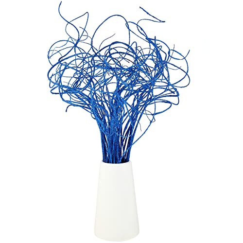 Jutom Blue Glitter Branches Glitter Curly Ting Branches Glitter Branches Vase Filler Table Centerpiece for Home Christmas Holiday House Decoration, 55 Stems