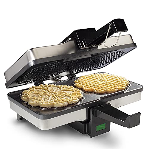 Pizzelle Maker - Non-stick Electric Pizzelle Baker Press Makes Two 5-Inch Cookies at Once- Recipe Guide Included- Fun Party Dessert Treat Making Made Easy- Unique Birthday, Valentines Day Gift for Her