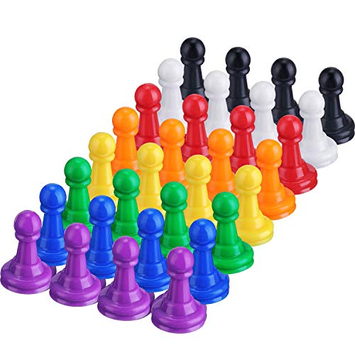 Shappy 32 Pieces Multicolor Plastic Pawn Chess Pieces for Board Games Pawns Tabletop Markers 1 Inch