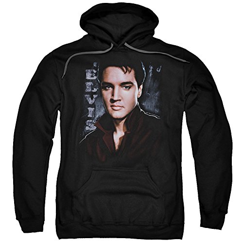 Elvis Presley Tough Unisex Adult Pull-over Hoodie for Men and Women, Medium Black