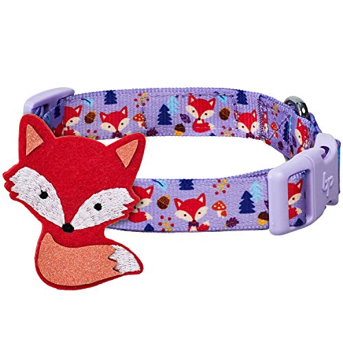 Blueberry Pet Red Fox Adjustable Dog Collar with Detachable Décor, Medium, Neck 14.5'-20'