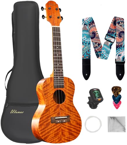 Tenor Ukulele, KOA Acacia Wood 26 inch Adults Professional Ukelele for Beginners, Hawaiian Ukele Kit with Carbon String, Digital Tuner, Gig Bag, Strap, Guitar Picks, Cleaning Cloth, Folk Style