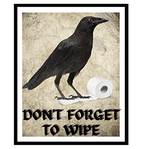8x10 Wall Art Print, Gothic Bathroom Decor | Black Raven Decor, Funny Bathroom Decor for Men, Halloween Bathroom Décor, Poe Decor (8x10 Unframed)