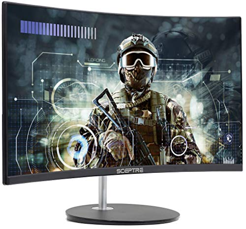 Sceptre Curved 24' 75Hz Professional LED Monitor 1080p 98% sRGB HDMI VGA Build-in Speakers, Machine Black 2021