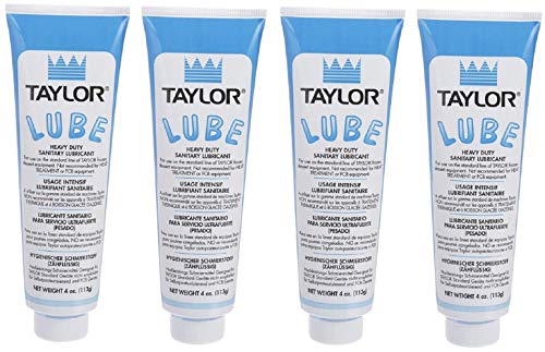 Taylor Blue Lube, 4 x Heavy Duty Sanitary Lubricant, Food Safe Lube, Colorless, Soft Serve Lubricant, Compatible with: Stoelting, Taylor, Kappus, 47518, 4 x 4 Oz Tubes