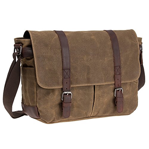 Waterproof Waxed Canvas 15' Macbook pro/ 15.6'' Laptop Messenger Bag Men Business Vintage shoulder bag/Briefcase