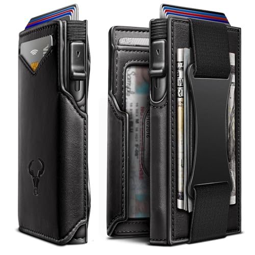 BULLIANT Men Wallet Gift Boxed,Slim Front Pocket Wallet Money Clip Card Holder 3.8'x2.7',Pop-up Access