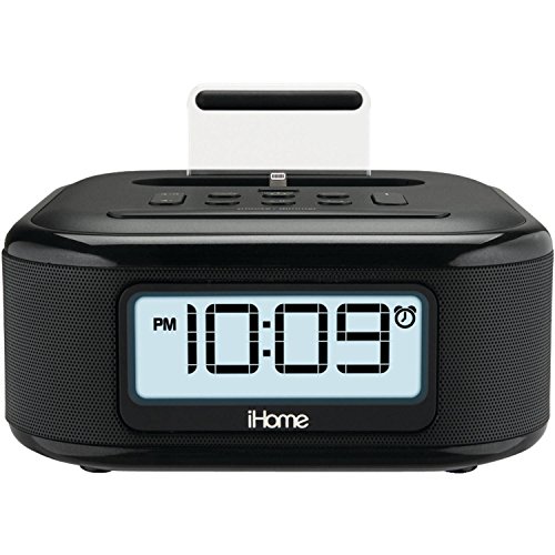 iHome iPL23 Alarm Clock FM Radio with Lightning iPhone Charging Dock Station for iPhone XS, XS Max, XR, X, iPhone 8/7/6 Plus USB Port to Charge any USB Device