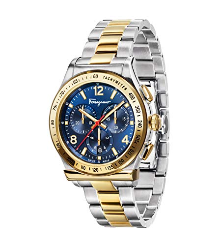 Salvatore Ferragamo Men's Ferragamo 1898 Swiss Quartz Watch with Stainless-Steel Strap, Two Tone, 20 (Model: SFDK00418)