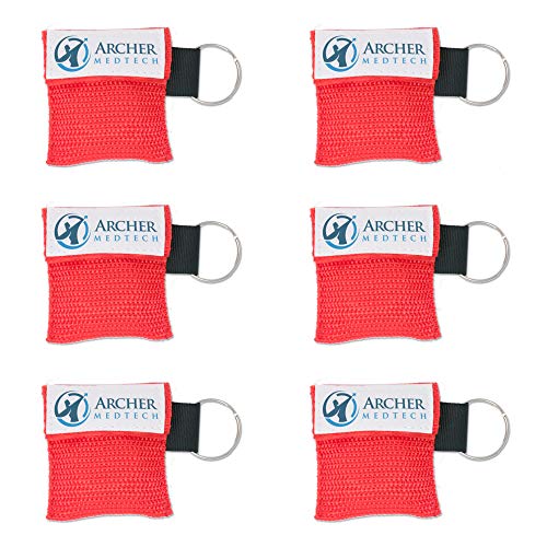 CPR Mask for Pocket or Key Chain, CPR Emergency Face Shield with One-Way Valve Breathing Barrier for First Aid or AED Training, Archer MedTech (6)